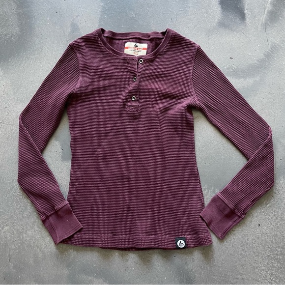 American Giant Tops - American Giant Women's Waffle Henley Burgundy Sz S Women’s